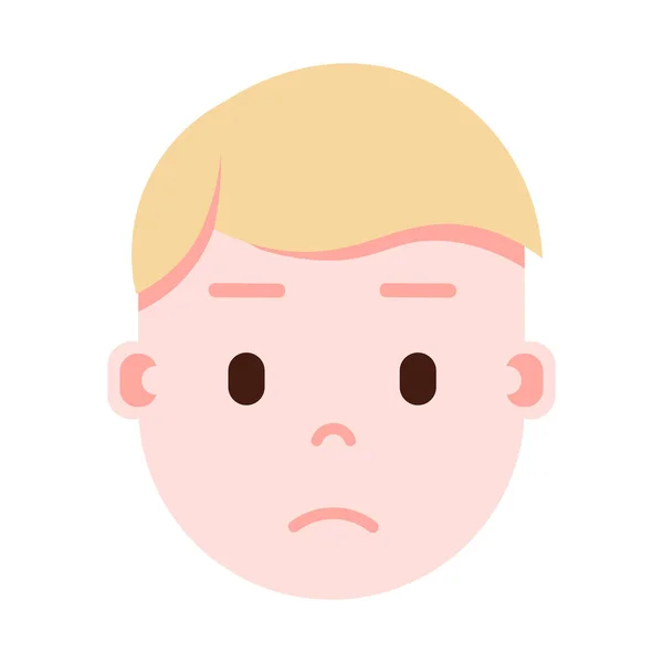 보 머리 emoji 얼굴 감정, 아바타 캐릭터, 다른 남성 감정 개념 남자 슬픈 얼굴. 평면 디자인. — 스톡 벡터