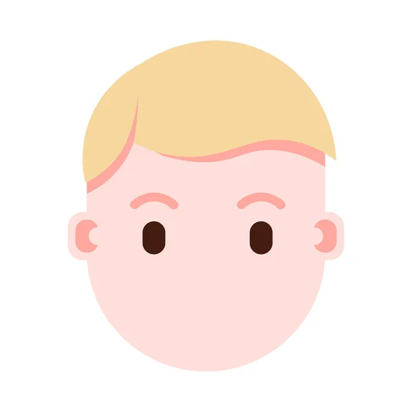 Tête de garçon avec des émotions faciales, personnage avatar, homme visage surpris avec différents concepts d'émotions masculines. design plat . — Image vectorielle