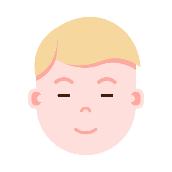 Garçon tête émoji icône de personnage avec des émotions faciales, personnage avatar, homme sommeil sourire visage avec différents concepts d'émotions masculines. design plat . — Image vectorielle