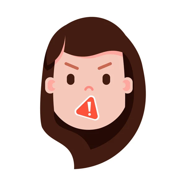 Cara zangada da cabeça emoji personagem de menina fofa