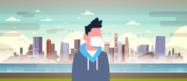 Doğa Hava kirliliği şehir peyzaj bitki boru kirli atık su kirli çevre atmosfer erkek portre düz üzerinde maskeli adam