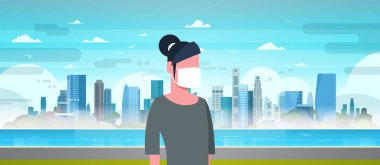 Maskeyi doğa hava kirliliği şehir peyzaj bitki boru kirli atık su kirli çevre atmosfer kadın portre düz üzerine kadında