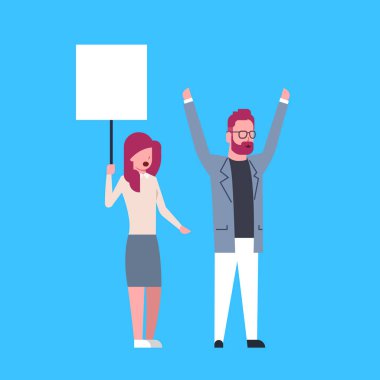 boş panoları tutarak ve strike eylem mavi arka plan korunması kişisel veri depolama genel veri koruma yönetmeliği Gdpr kavramı bağıran adam kadın