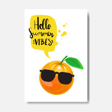 Yaz vibes turuncu izole tipografik tasarım etiketi rozet. Logo, şablonlar, davet için yazı, tebrik kartı, baskılar ve posterler sezon tatil.
