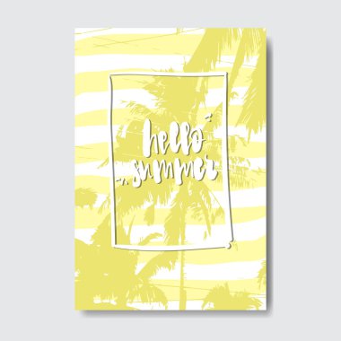 Merhaba yaz rozet izole tipografik tasarım etiketi. Logo, şablonlar, davet için yazı, tebrik kartı, baskılar ve posterler sezon tatil.