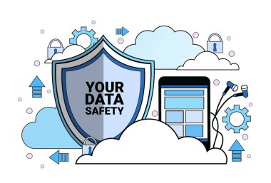veri güvenliği bulut kalkan tablet bir asma kilit eşitleme genel veri koruma yönetmeliği Gdpr sunucu güvenlik görevlisi düz beyaz arka plan üzerinde