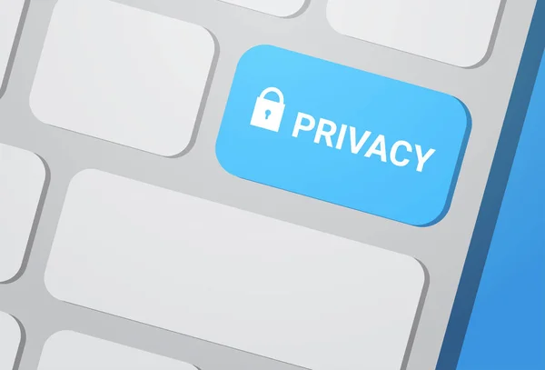 Reglamento General de Protección de Datos RGPD en el teclado del ordenador botón de privacidad del servidor de seguridad plana — Vector de stock