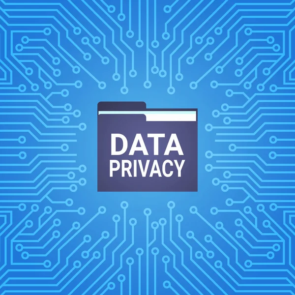 Privacy dei dati sul circuito integrato protezione di fondo della memorizzazione dei dati personali Regolamento generale sulla protezione dei dati Concetto GDPR — Vettoriale Stock