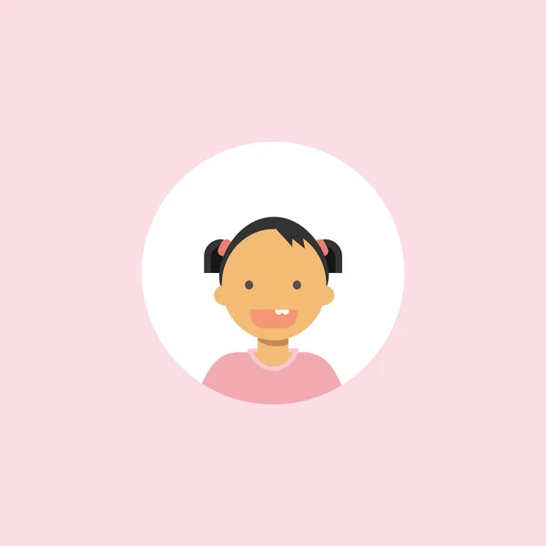 Słodkie dzieci szczęśliwy dziewczyna portret na różowym tle, kobiece avatar płaską twarz — Wektor stockowy