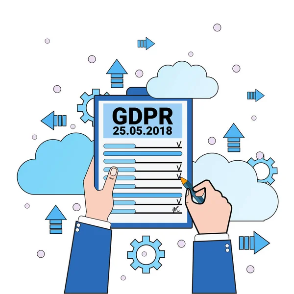 veri güvenliği bulut kalkan eller denetim listesi eşitleme genel veri koruma yönetmeliği Gdpr sunucu güvenlik görevlisi üzerinde beyaz arka plan üzerinde düz tutun