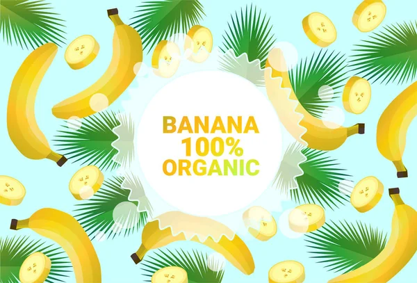 바나나 과일 다채로운 원 복사 공간에 신선한 과일 유기 패턴 배경 건강 한 라이프 스타일 또는 다이어트 개념 — 스톡 벡터