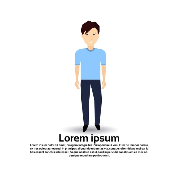 Hombre personaje plantilla masculina para el trabajo de diseño y animación sobre fondo blanco longitud completa copia espacio persona plana — Vector de stock