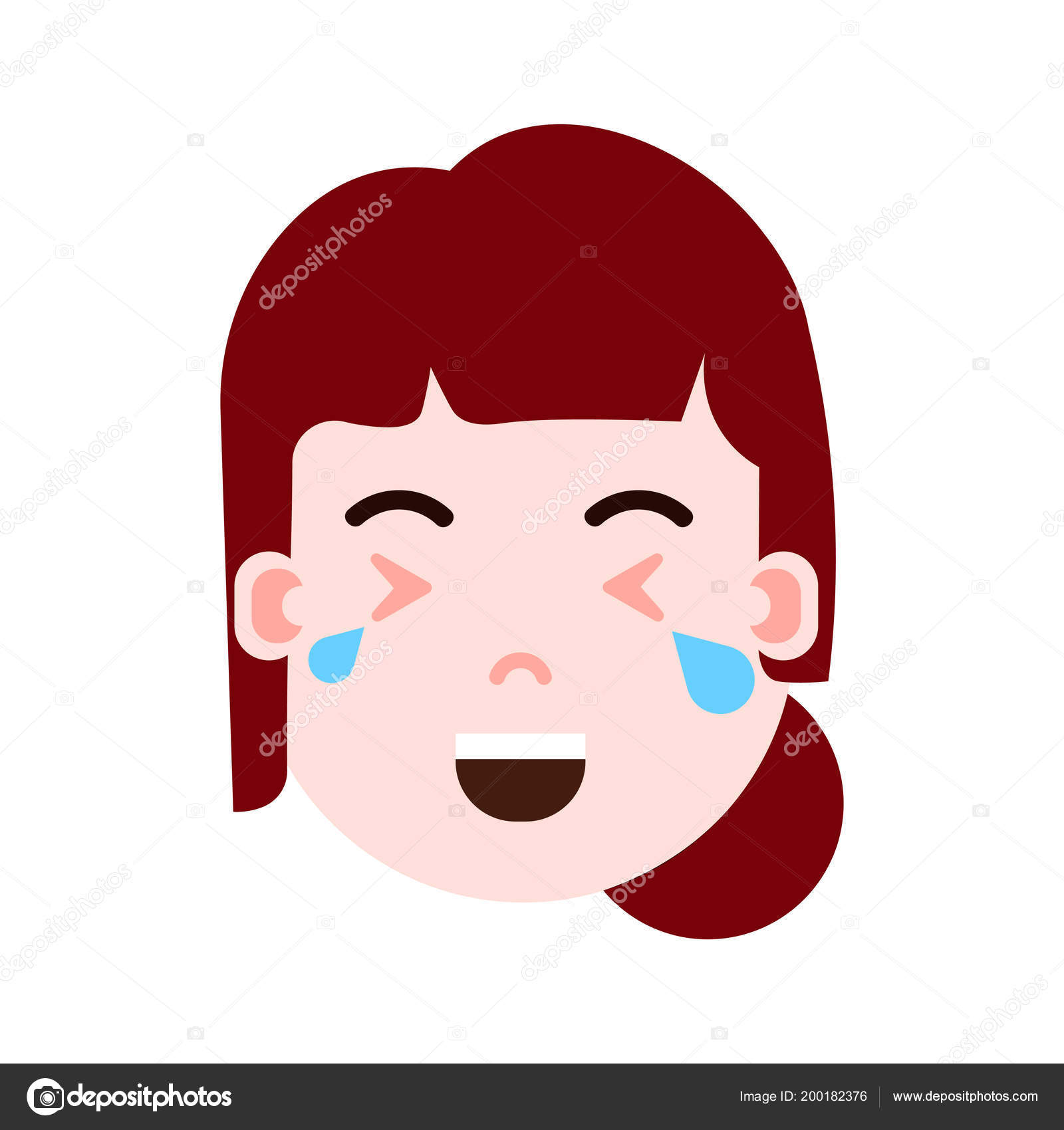 Cara zangada da cabeça emoji personagem de menina fofa