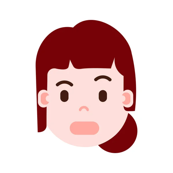 Girl head with facial emotions, avatar character, woman surprised face with different female emotions concept. flat design — Stock Vector