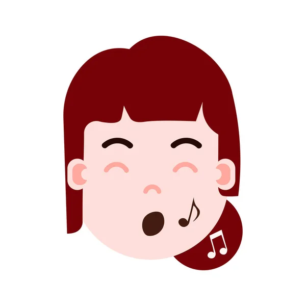 Menina Cabeça Emoji Personagem Ícone Com Emoções Faciais Personagem Avatar — Vetor de Stock