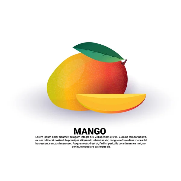 芒果的白色背景, 健康的生活方式或饮食观念, 新鲜水果的标志 — 图库矢量图片