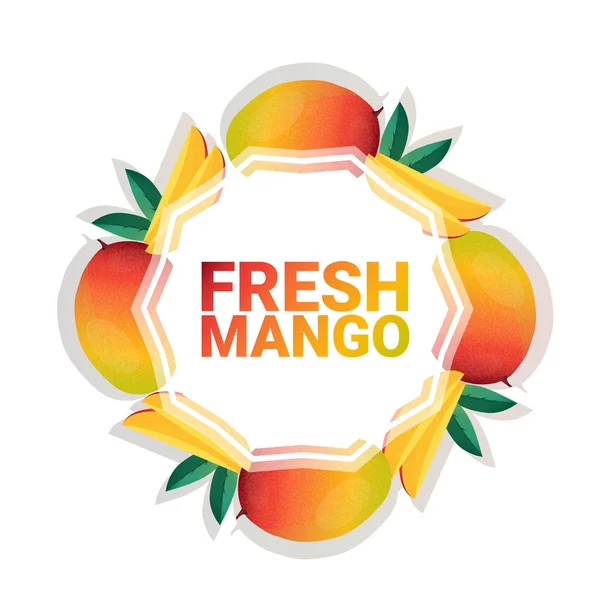 マンゴー フルーツ カラフルなサークル コピー スペース背景の白のパターン、健康的なライフ スタイルや食事概念上有機 — ストックベクタ