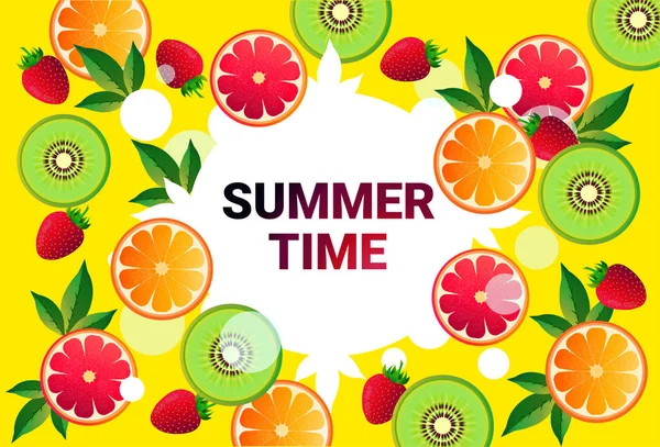 portakal, kivi meyve renkli daire kopya alanı taze meyve organik desen arka plan