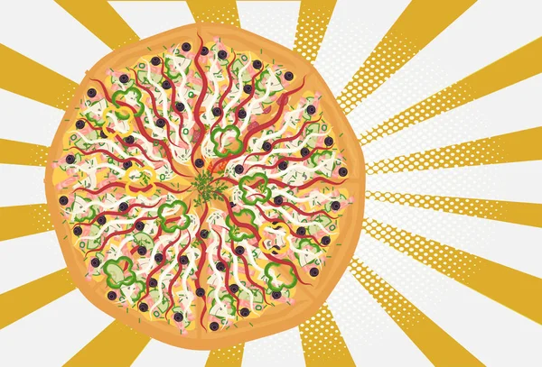 Pizza lezzetli lokanta Dikişsiz desen arka plan, pizzacı menü etiketinin — Stok Vektör