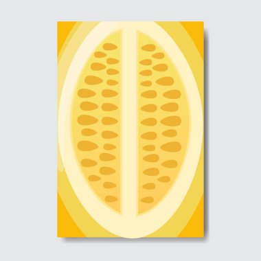 kavun şablon kartı kesmek, dilim taze meyve poster beyaz arka planda, dergi kapak dikey düzen broşür poster, düz tasarım, sağlıklı yaşam tarzı ya da diyet kavramı