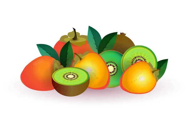 Πεπόνι μήλο φρούτα σε λευκό φόντο, υγιεινό τρόπο ζωής ή διατροφής έννοια, λογότυπο για φρέσκα φρούτα — Διανυσματικό Αρχείο