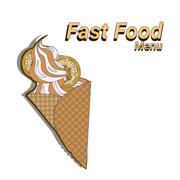 Postre de chocolate helado sobre fondo blanco concepto de comida rápida diseño plano — Vector de stock