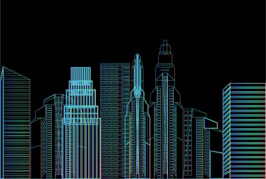 gece city gökdelen görünümü doğa kirliliği cityscape beyaz arka plan manzarası düz üzerinde