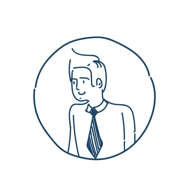 Homme d'affaires avatar portrait, homme d'affaires croquis fond blanc — Image vectorielle