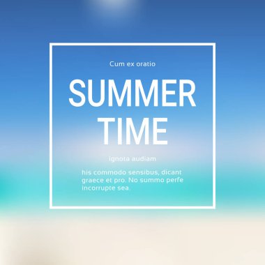 Yaz saati bulanık deniz bokeh su arka plan çerçeve tasarım rozet tatil sezonu yazı logo şablonlar davet tebrik kartı baskılar için tatil ve posterler alanı kopyalayın