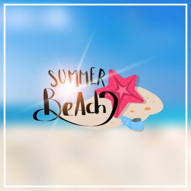 deniz yıldızı yaz deniz bokeh beach arka plan çerçeve tasarım rozet tatil sezon tatil logo şablonlar davet tebrik kartı baskı ve posterler için yazı bulanık.