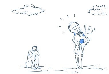 işadamı tutun ışık lamba yeni fikir kavramı üzerinde beyaz arka plan kroki doodle
