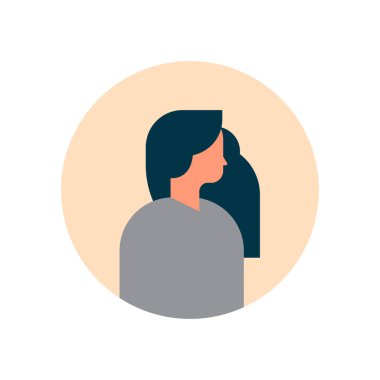 kadın karakter profil portre üzerinde beyaz arka plan kadın avatar düz çizgi film