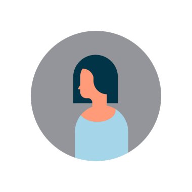 kadın karakter profil portre üzerinde beyaz arka plan kadın avatar düz çizgi film