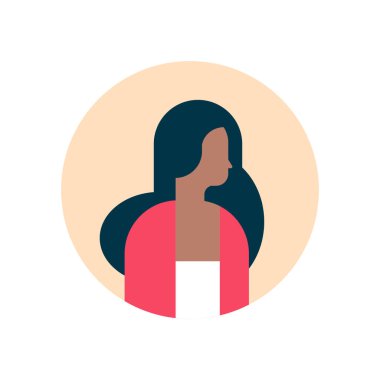 Afrikalı-Amerikalı kadın karakter profil portre üzerinde beyaz arka plan kadın avatar düz çizgi film