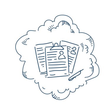 CV arama iş aday kavramı beyaz arka plan kroki doodle vektör çizim üzerinde devam