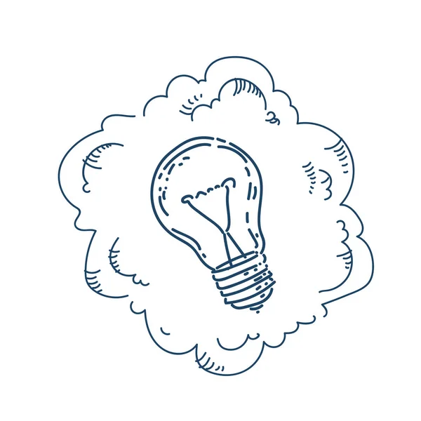 Nuova idea lampada luce business plan concept su sfondo bianco schizzo doodle — Vettoriale Stock