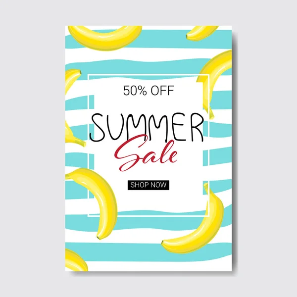 Försäljning banan bokstäver badge design etikett sommarsäsongen shoppa logotyp mallar inbjudan gratulationskort utskrifter och affischer vertikala — Stock vektor