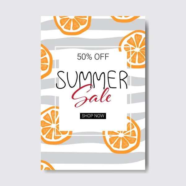 Zomer verkoop oranje belettering badge design label seizoen winkelen voor logo sjablonen uitnodiging wenskaart afdrukken en posters verticale — Stockvector