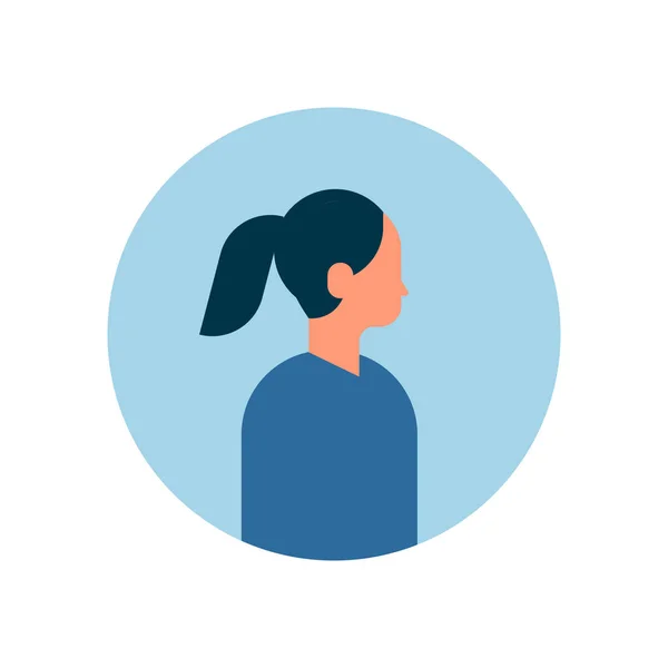 Mujer asiática personaje perfil retrato sobre fondo blanco mujer avatar plano dibujos animados — Vector de stock