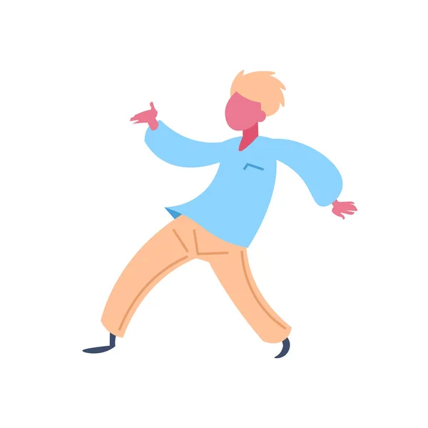 Casual man character dancing pose single man cartoon full length flat — стоковый вектор