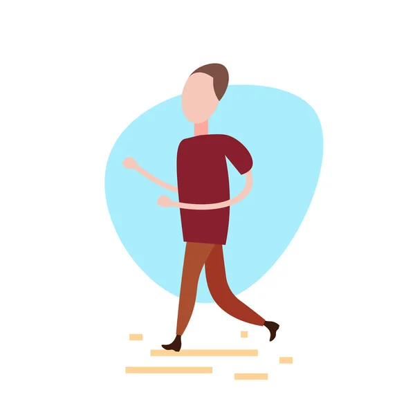 Casual running homme sur fond blanc mâle personnage de dessin animé pleine longueur plat — Image vectorielle
