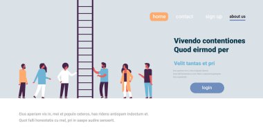 insanlar tırmanma kariyer merdiven yol yeni iş fırsatları ekip çalışması ilerleme kavramı tam kopyaya yer yatay grup