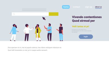 insanlar arama online Internet tarama web kavramı Web sitesi Www grafik düz yatay kopya alanı bar üzerinde