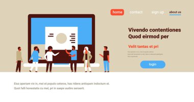 insanlar medya tanıtımı Diyagramı grafik birlikte mali analytics iş ekonomi kavramı düz afiş kopya alanı yatay çalışma