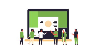 insanlar medya tanıtımı Diyagramı grafik birlikte mali analytics iş ekonomi kavramı düz afiş yatay çalışma