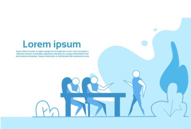 sunum ve profesyonel eğitim çalışma kavramı kopya alan yatay yapıyor adam siluet seminer hoparlör