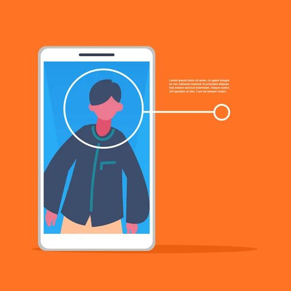 Smartphone-Anwendung Mann Gesicht Identifikation Autorisierung isometrische Kopie Raum flachen Vektor Illustration — Stockillustration Smartphone-Anwendung Mann Gesicht Identifikation Autorisierung isometrische Kopierraum flach — Stockvektor