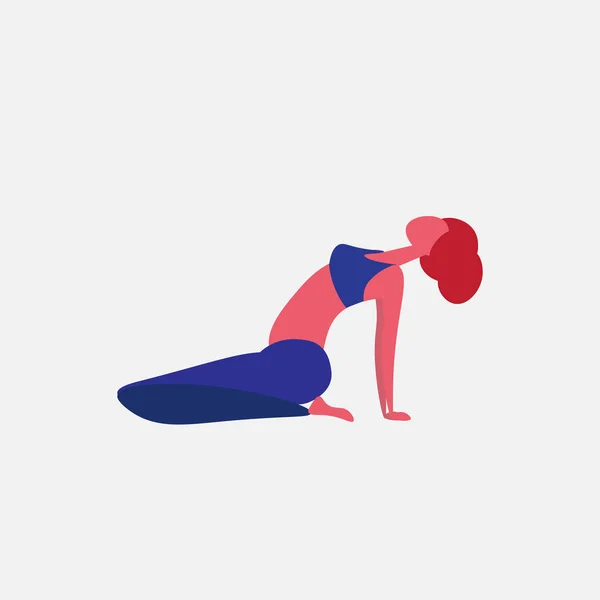 Femme faisant des exercices de yoga personnage de dessin animé activités sportives isolé mode de vie sain concept pleine longueur plat — Image vectorielle