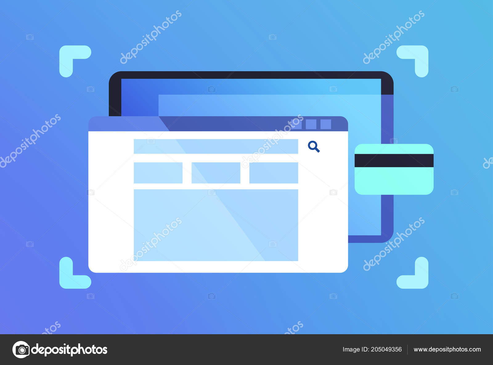 Mobile app search bar network application interface credit card online  banking concept for design work and animation flat blue background Stock  Vector Image by ©mast3r #205049356