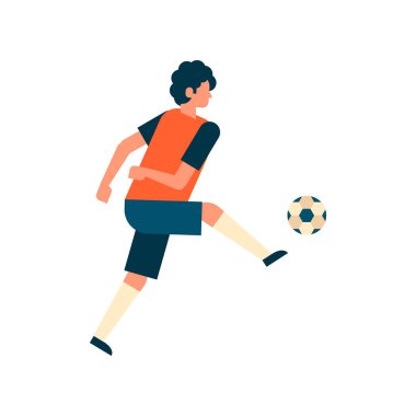 Futbol oyuncu tekme Top Spor şampiyonluk düz tam uzunlukta izole